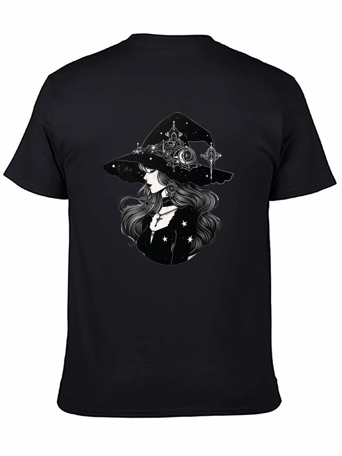 Celestial Witch Graphic Tee - Black Cotton Shirt product image 4