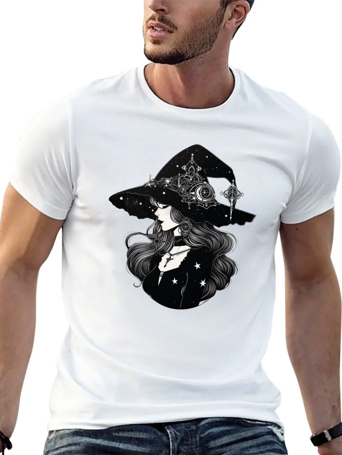 Celestial Witch Graphic Tee - Black Cotton Shirt product image 12