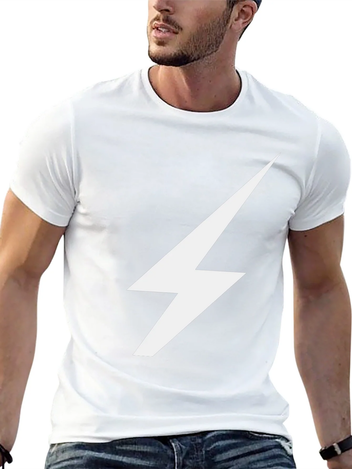 Lightning Bolt Graphic Tee - Sleek Black Cotton T-Shirt product image 12