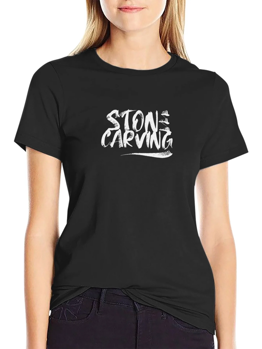 Stone Carving Graphic Black T-Shirt product image 2