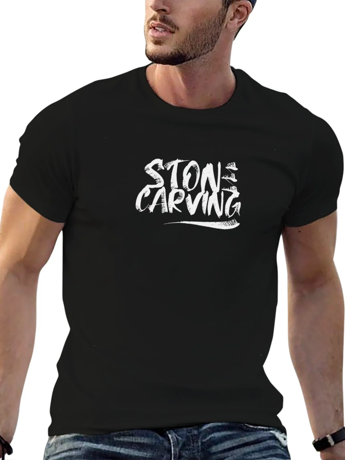 Stone Carving Graphic Black T-Shirt product image 6
