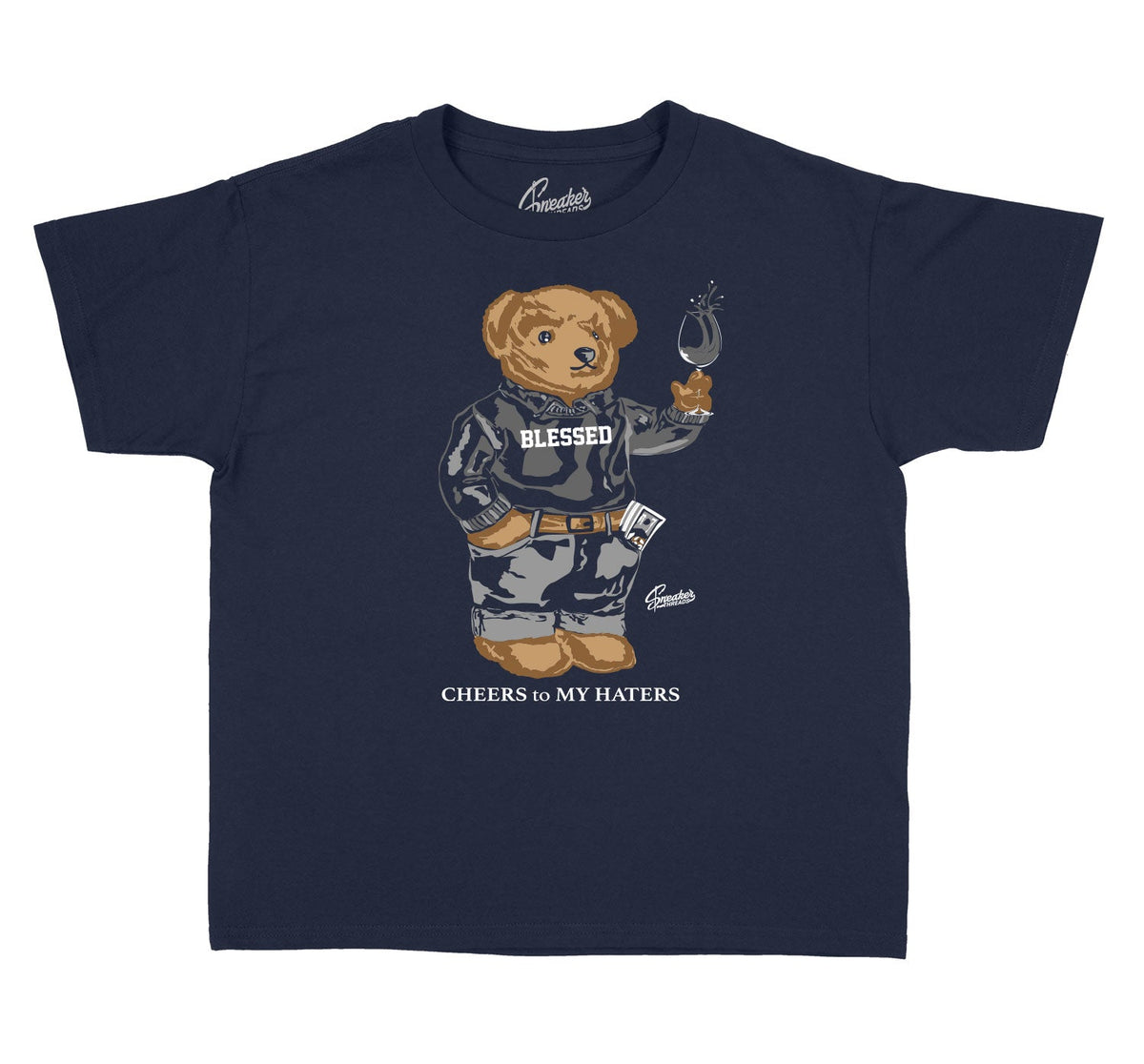 Kids -Midnight Navy 3 Cheers Bear Shirt
