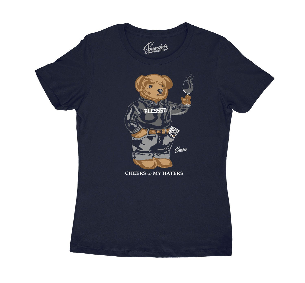 Womens -Midnight Navy 3 Cheers Bear Shirt