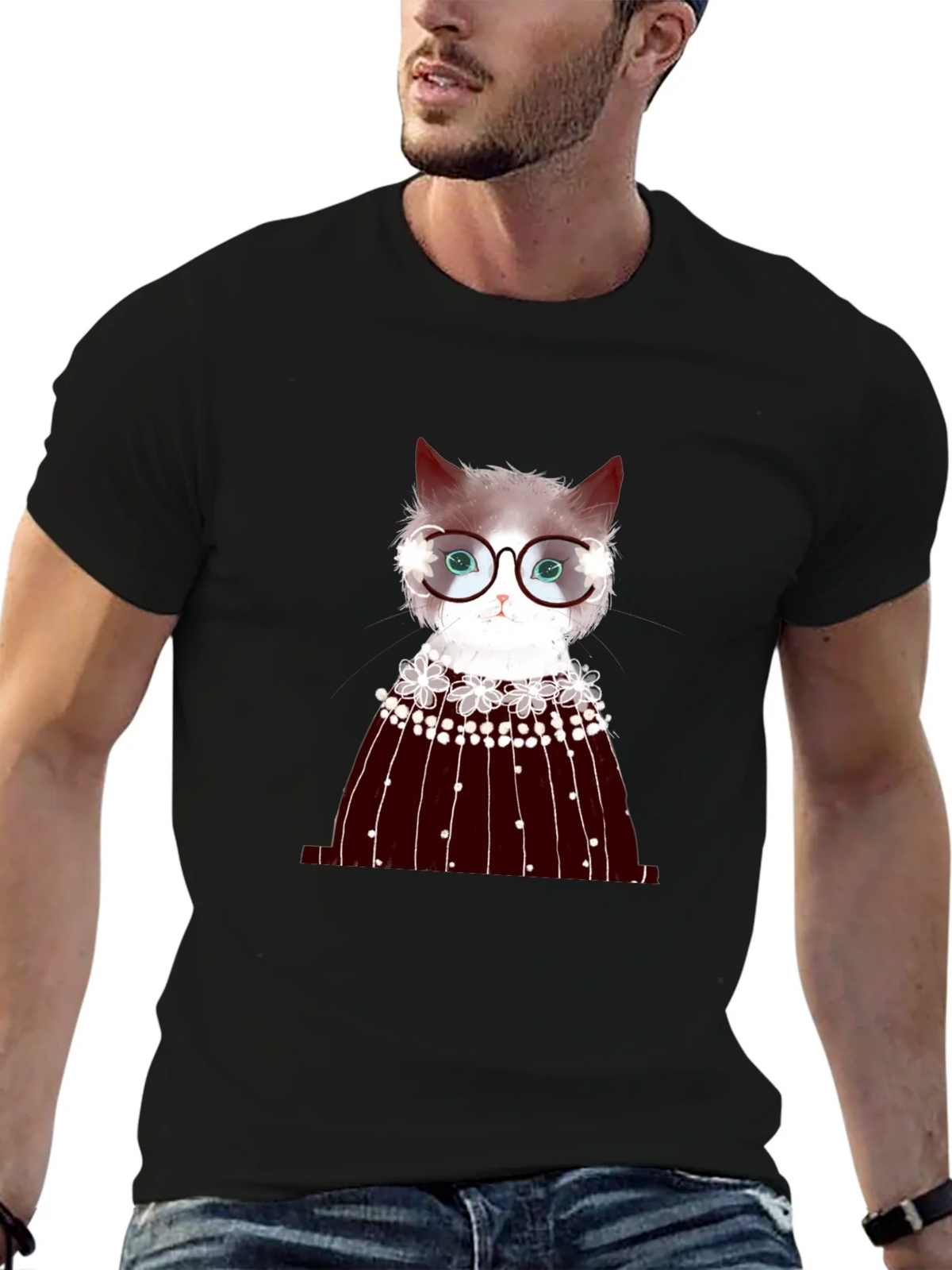 Cat in Glasses Graphic Tee product image 2