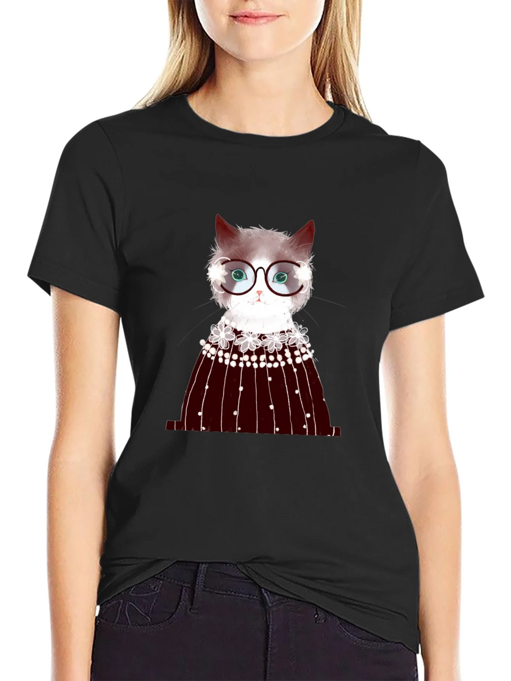 Cat in Glasses Graphic Tee product image 1