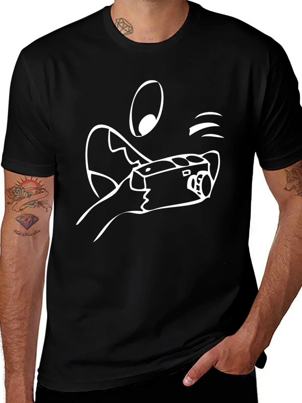 Cartoon Camera Black Tee Shirt product image 1