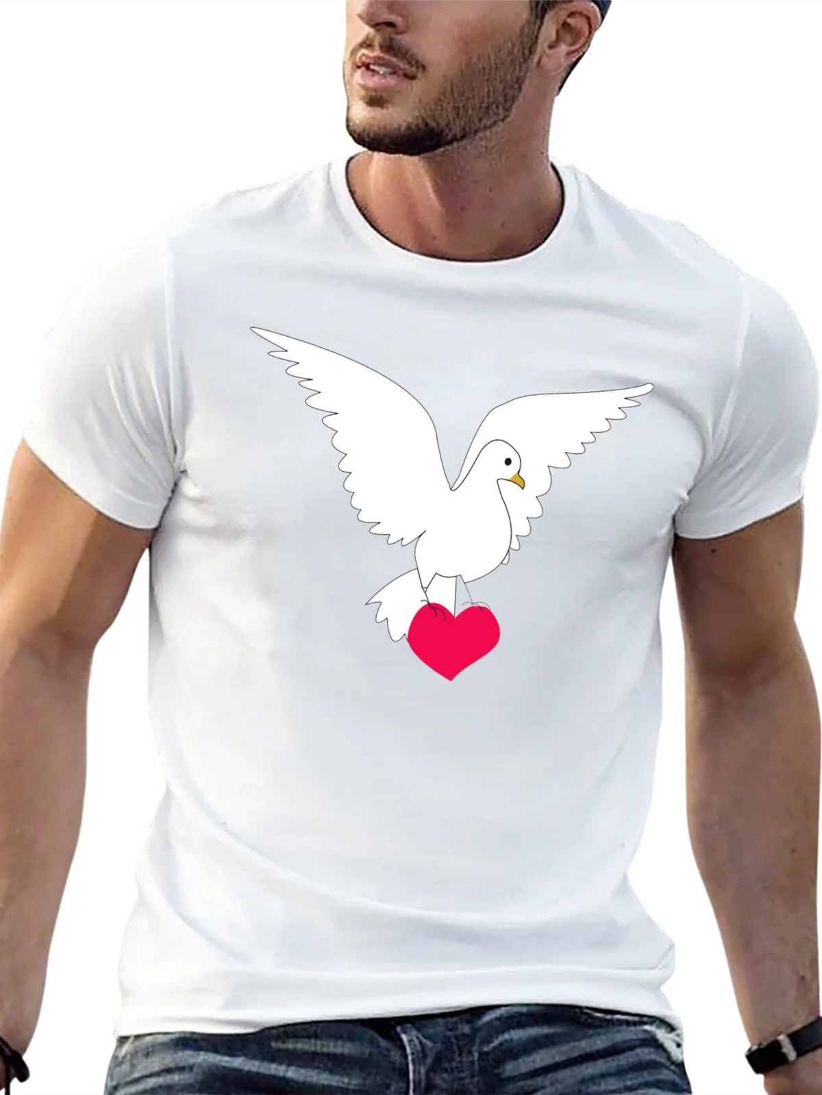 Dove Heart Graphic Tee - Stylish Black T-Shirt product image 7