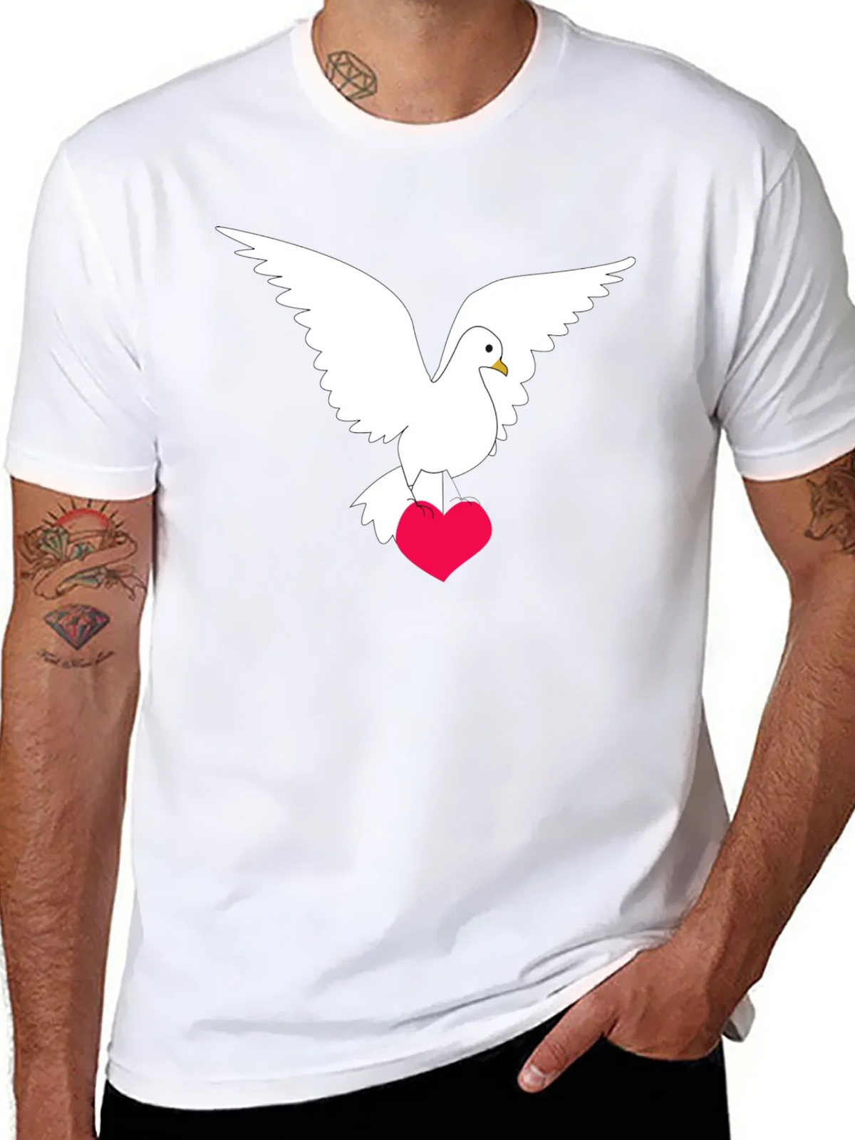 Dove Heart Graphic Tee - Stylish Black T-Shirt product image 2