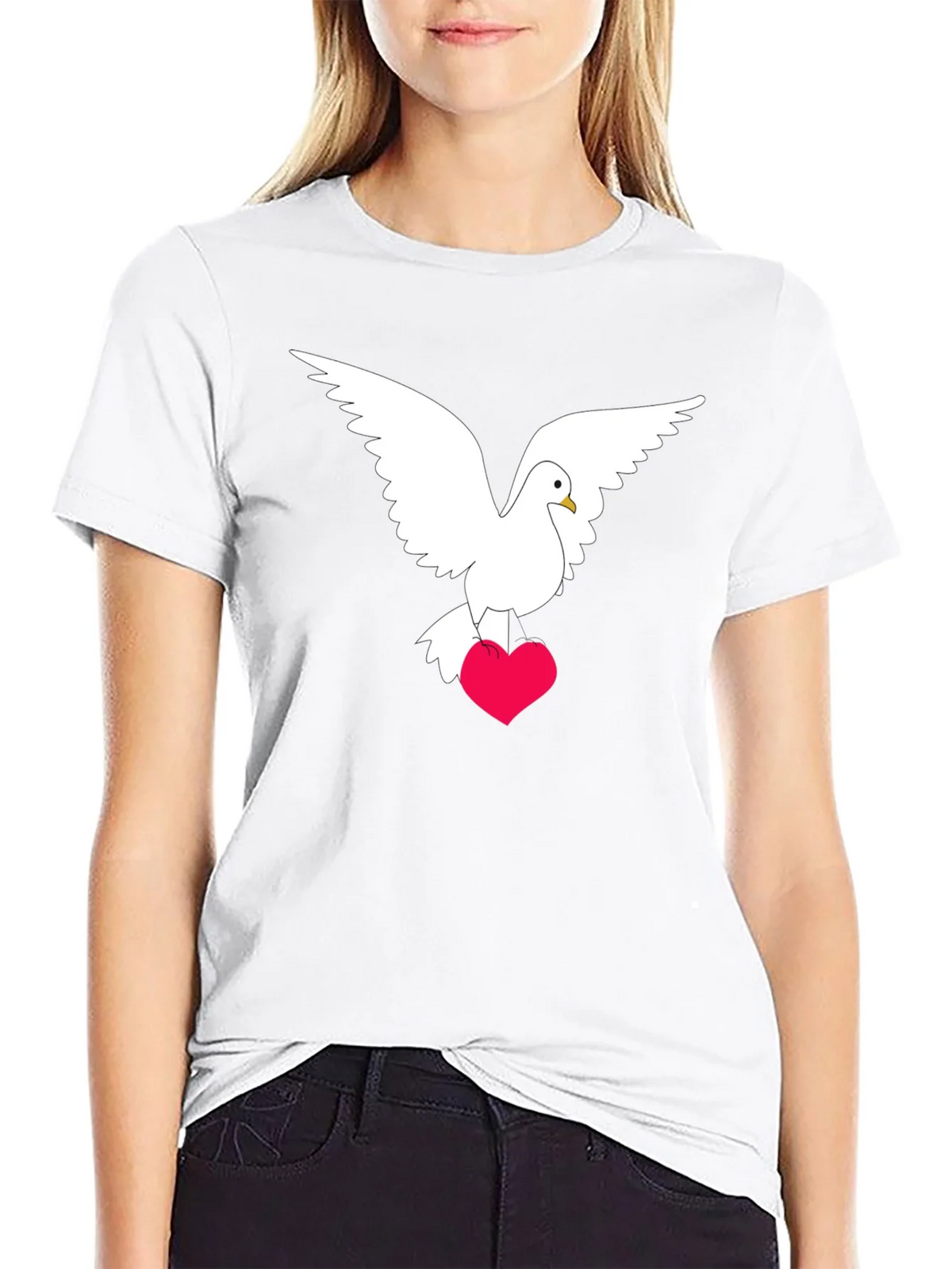 Dove Heart Graphic Tee - Stylish Black T-Shirt product image 3