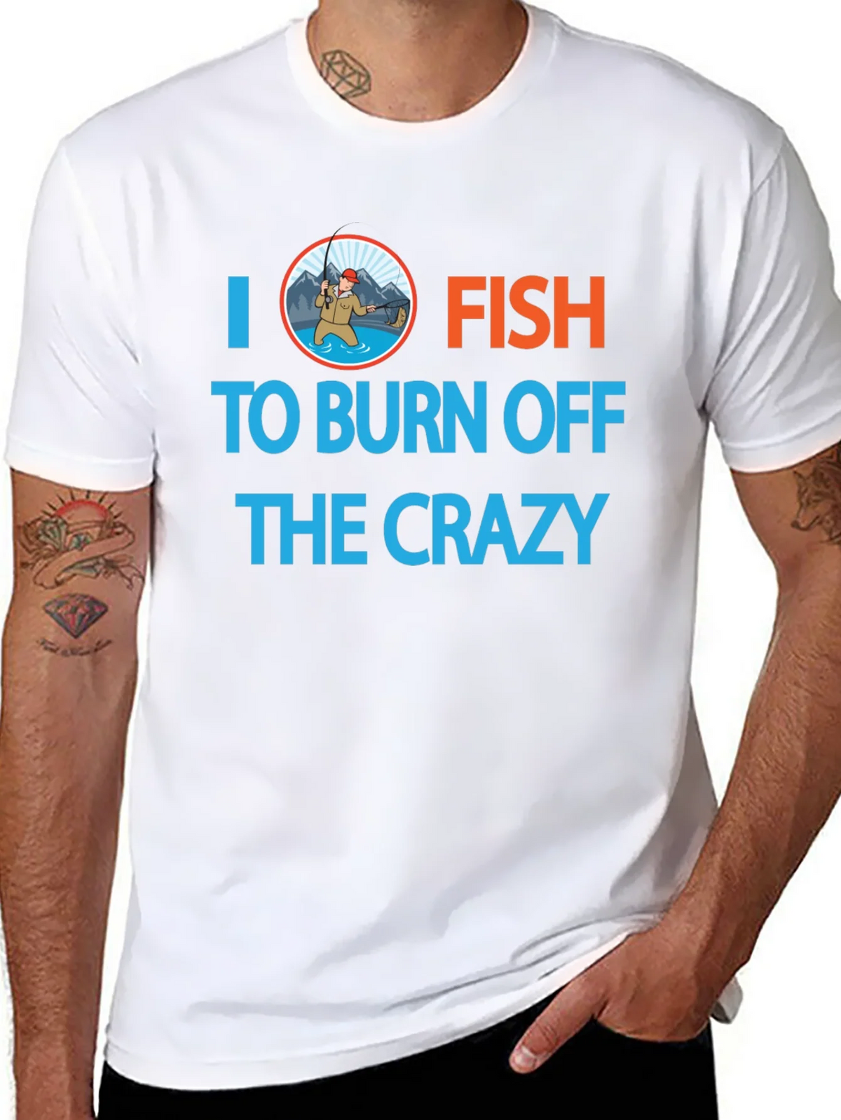 I Fish to Burn Off the Crazy Graphic T-Shirt product image 6