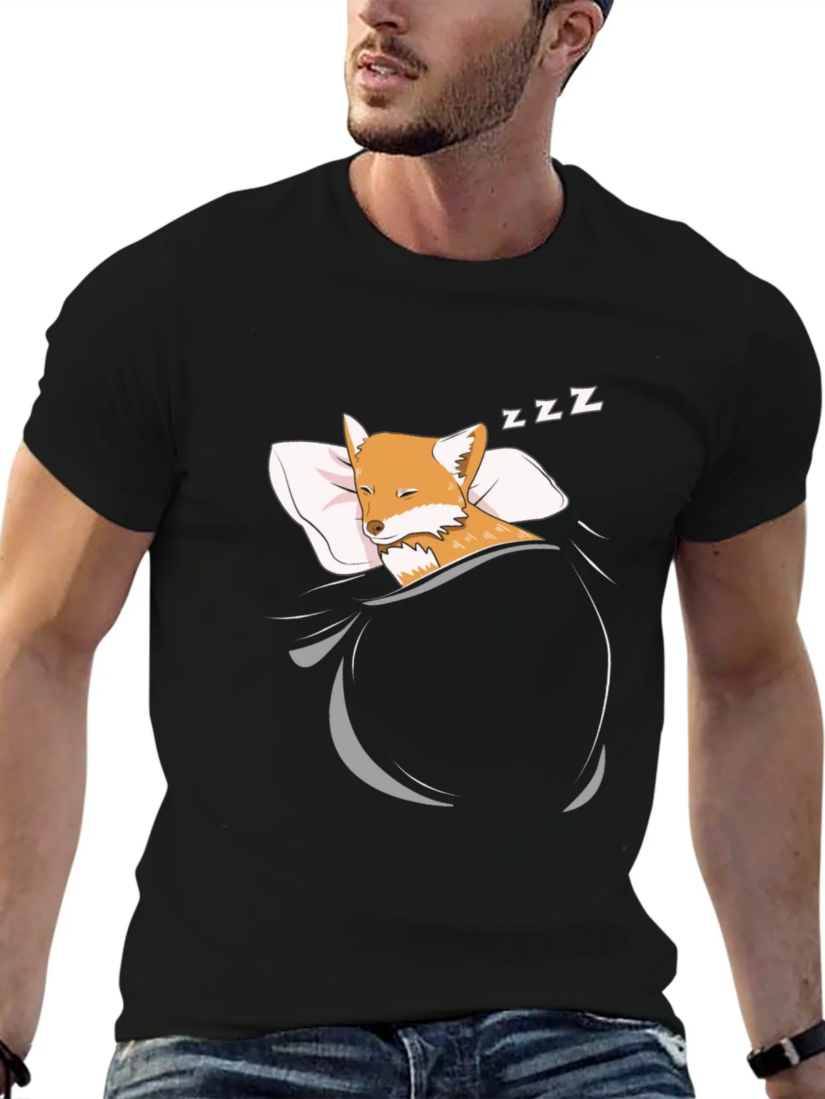 Sleeping Fox Graphic T-Shirt - Mens Black Tee product image 6