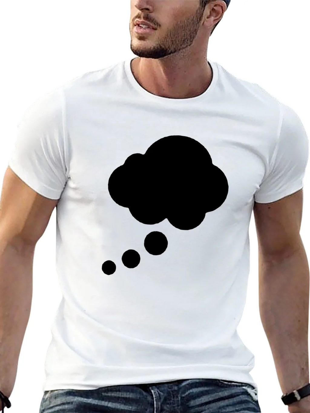 Thinking Cloud Graphic Tee - Black Cotton T-Shirt product image 12