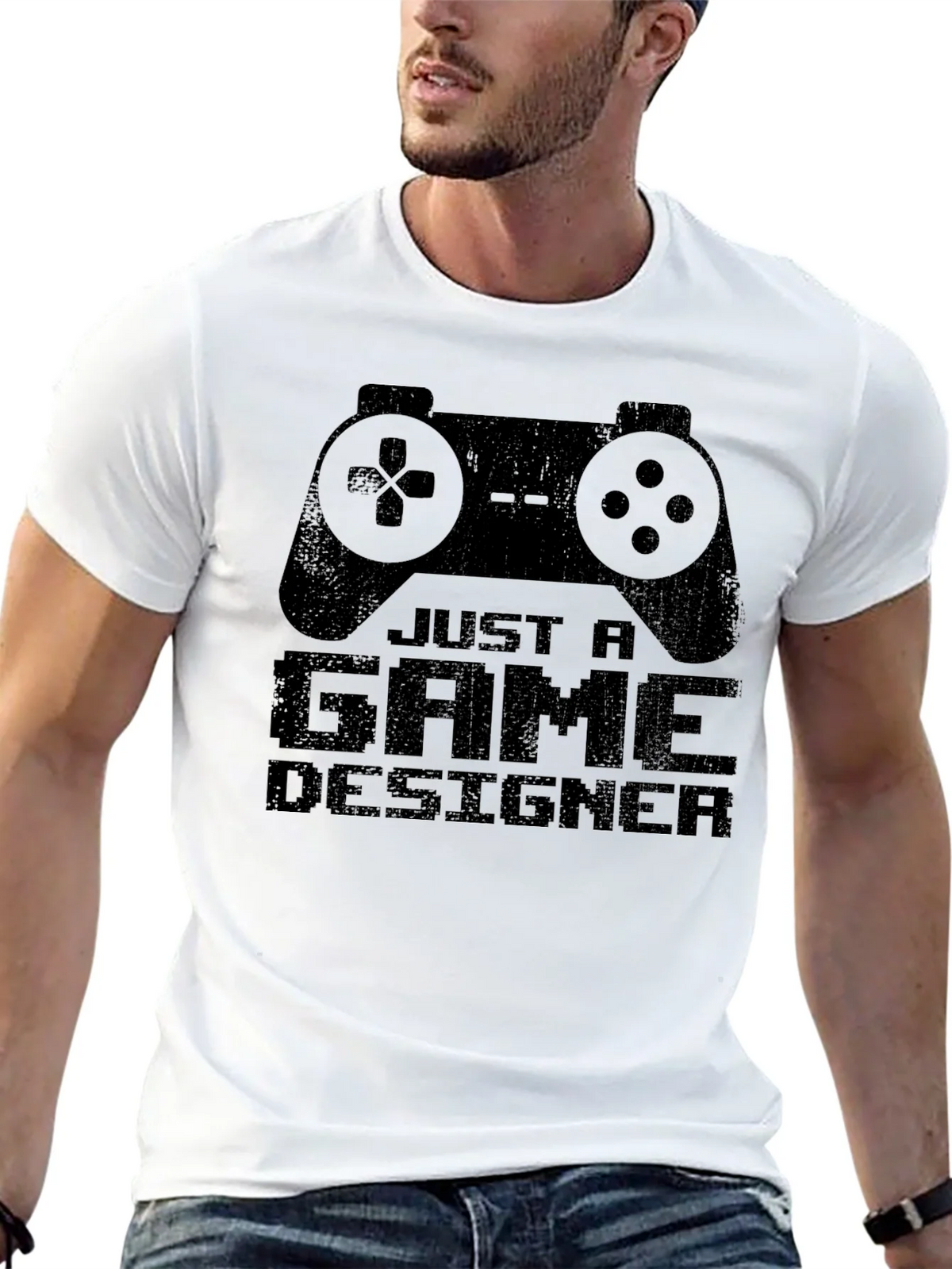 Just A Game Designer T-Shirt - Black Cotton Tee product image 11