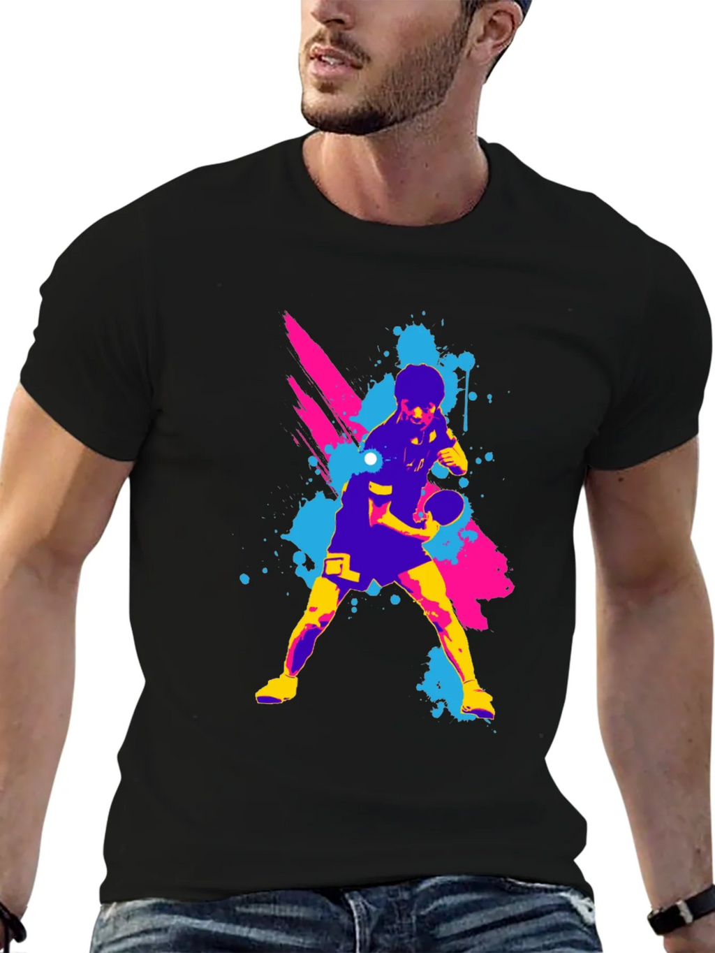 Ping Pong Player Graphic Tee - Cool Colors product image 5