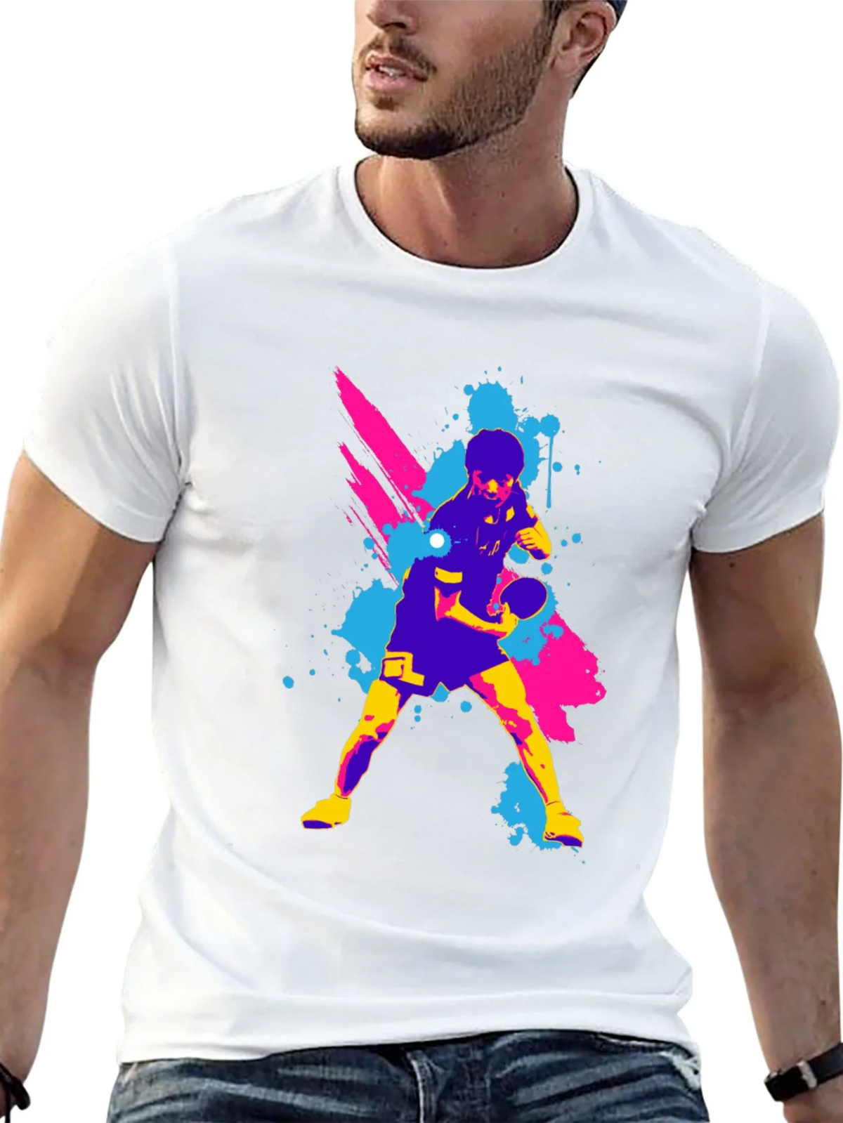 Ping Pong Player Graphic Tee - Cool Colors product image 9