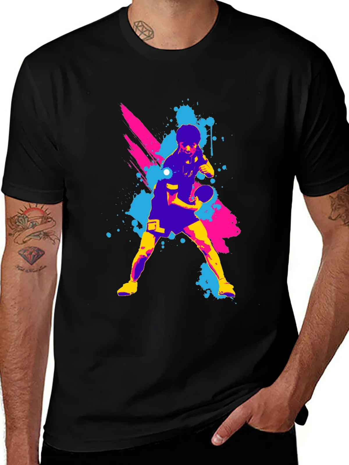 Ping Pong Player Graphic Tee - Cool Colors product image 1