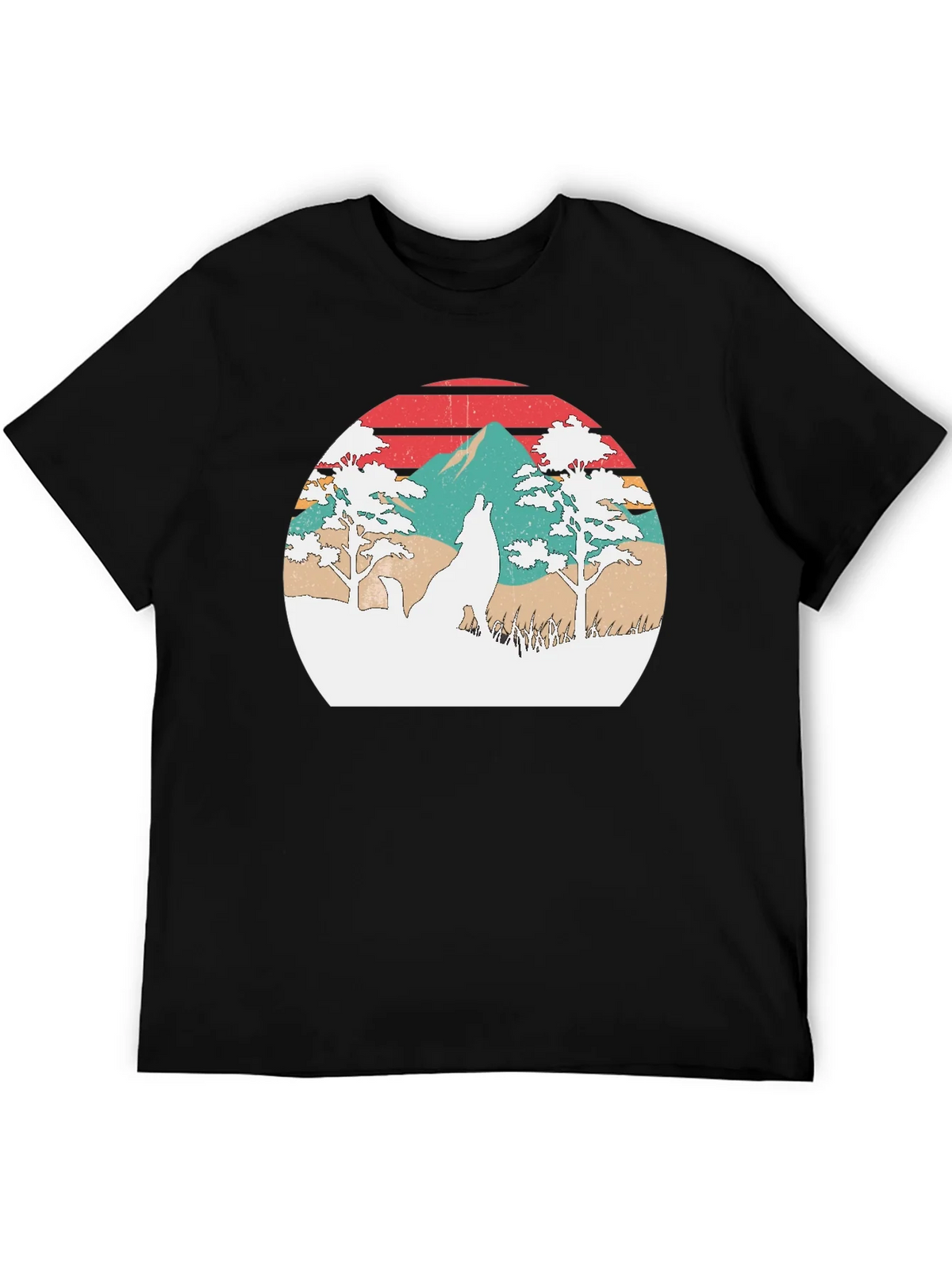 Retro Wolf Sunset Graphic T-Shirt product image 3