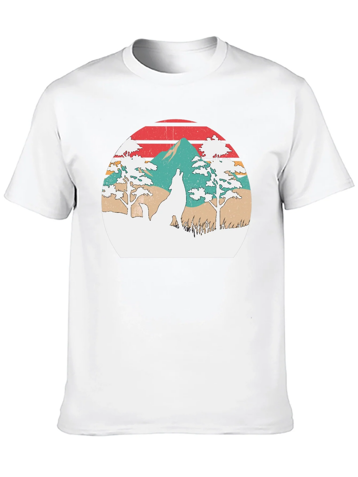 Retro Wolf Sunset Graphic T-Shirt product image 7