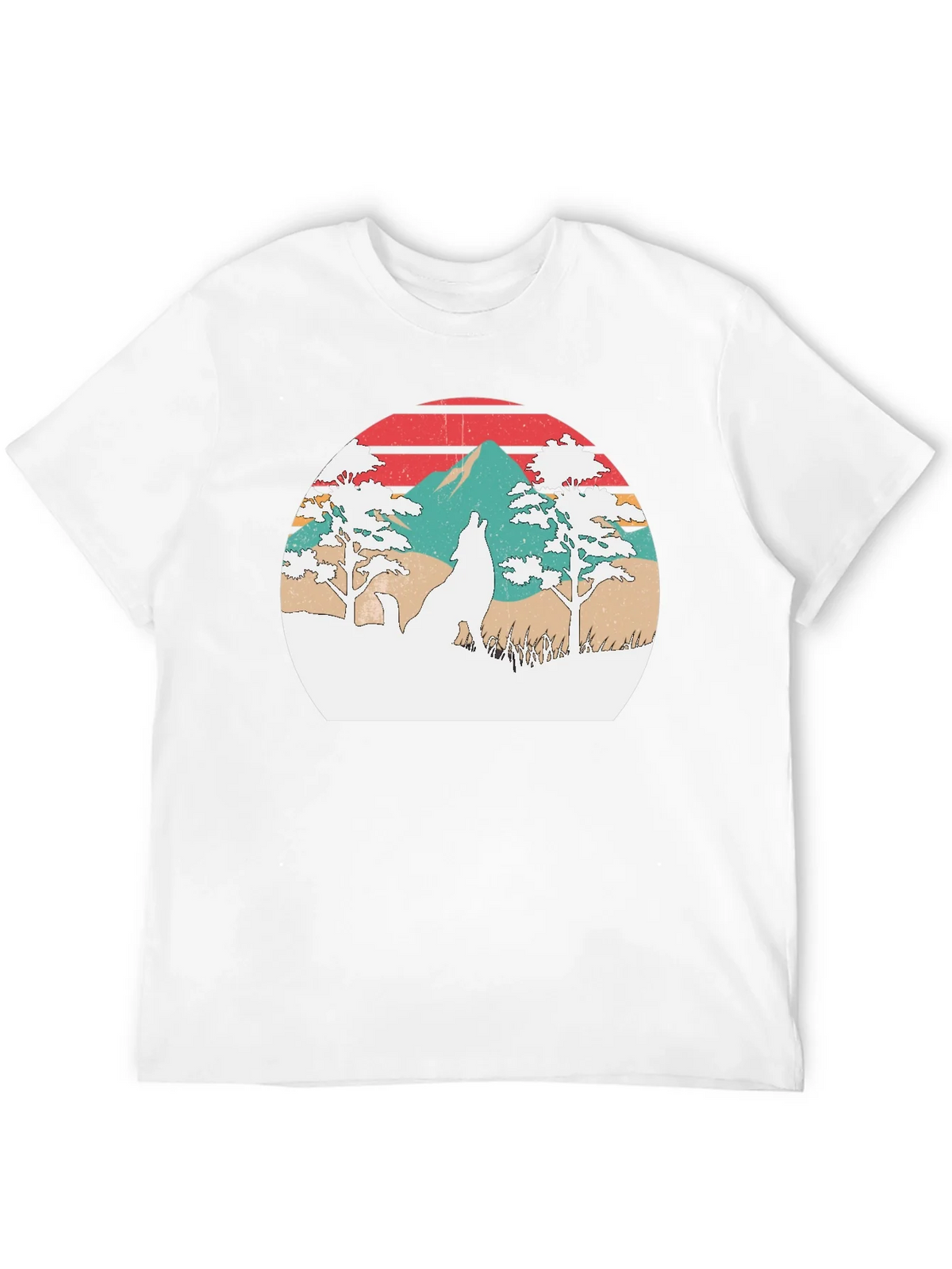Retro Wolf Sunset Graphic T-Shirt product image 9
