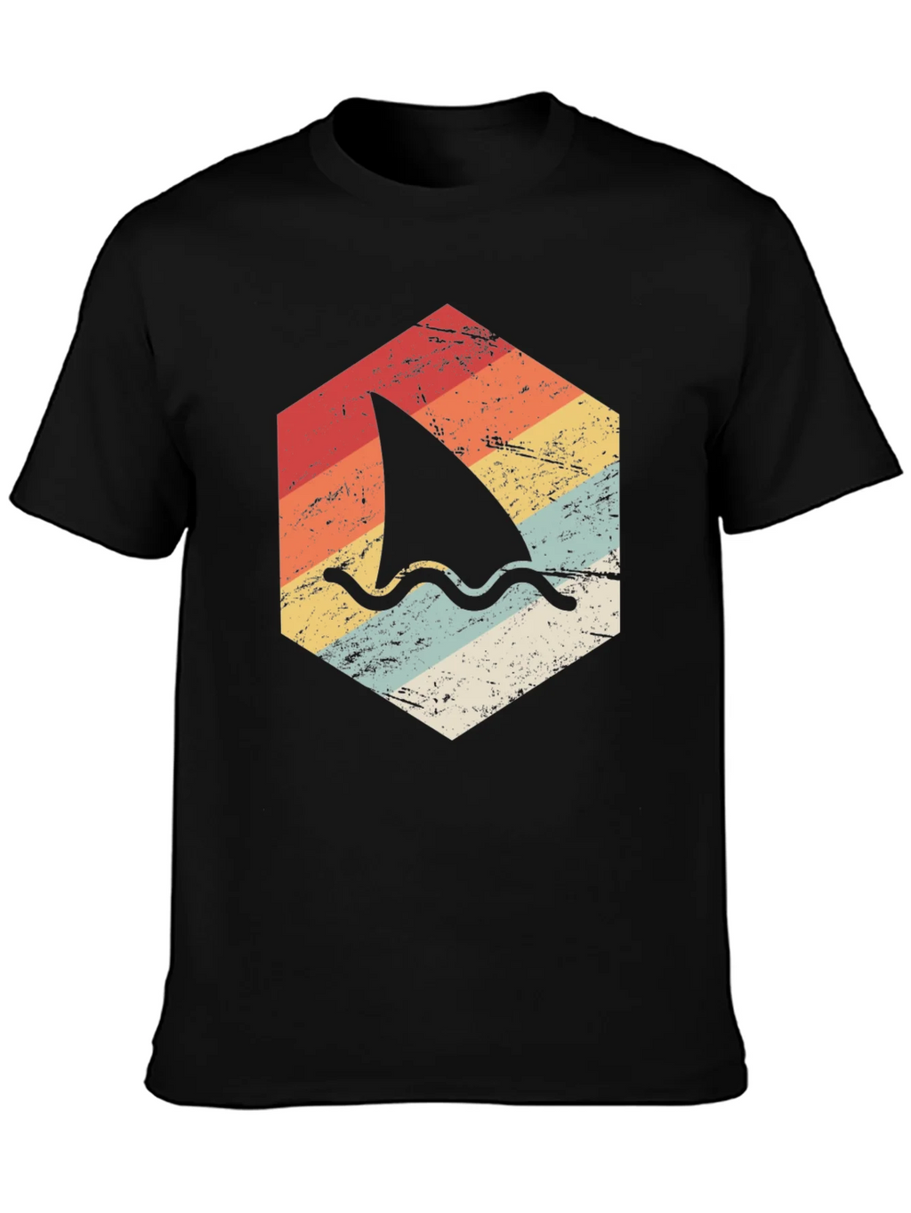 Retro Shark Fin Graphic T-Shirt - Black product image 3