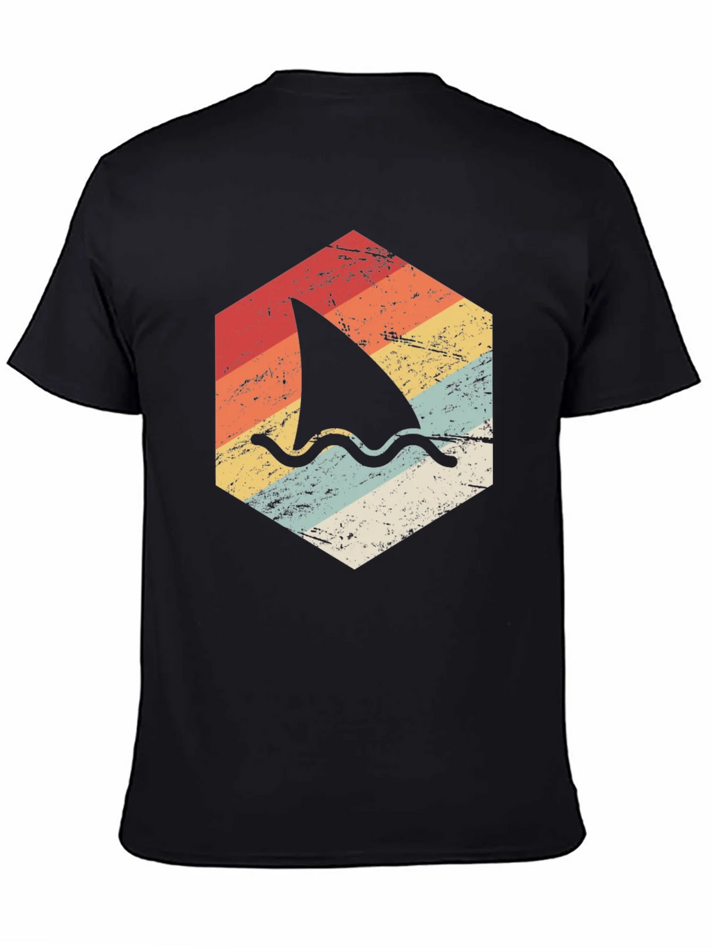 Retro Shark Fin Graphic T-Shirt - Black product image 4