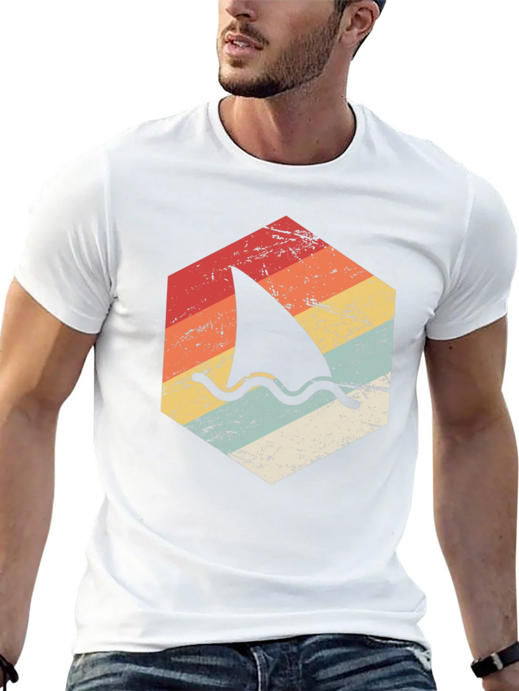Retro Shark Fin Graphic T-Shirt - Black product image 9