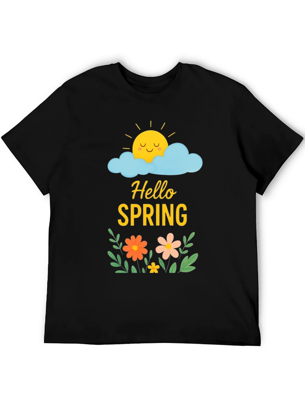 Hello Spring Graphic Tee - Black Cotton T-Shirt product image 4