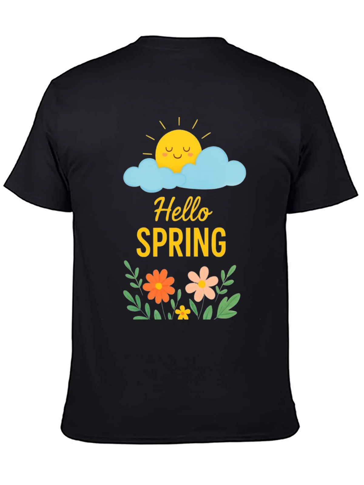 Hello Spring Graphic Tee - Black Cotton T-Shirt product image 3