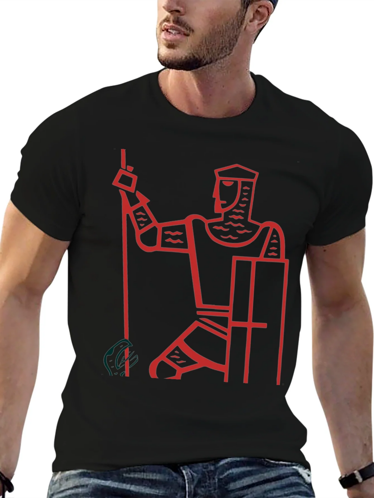 Knight Graphic Tee - Black Cotton Casual T-Shirt product image 6