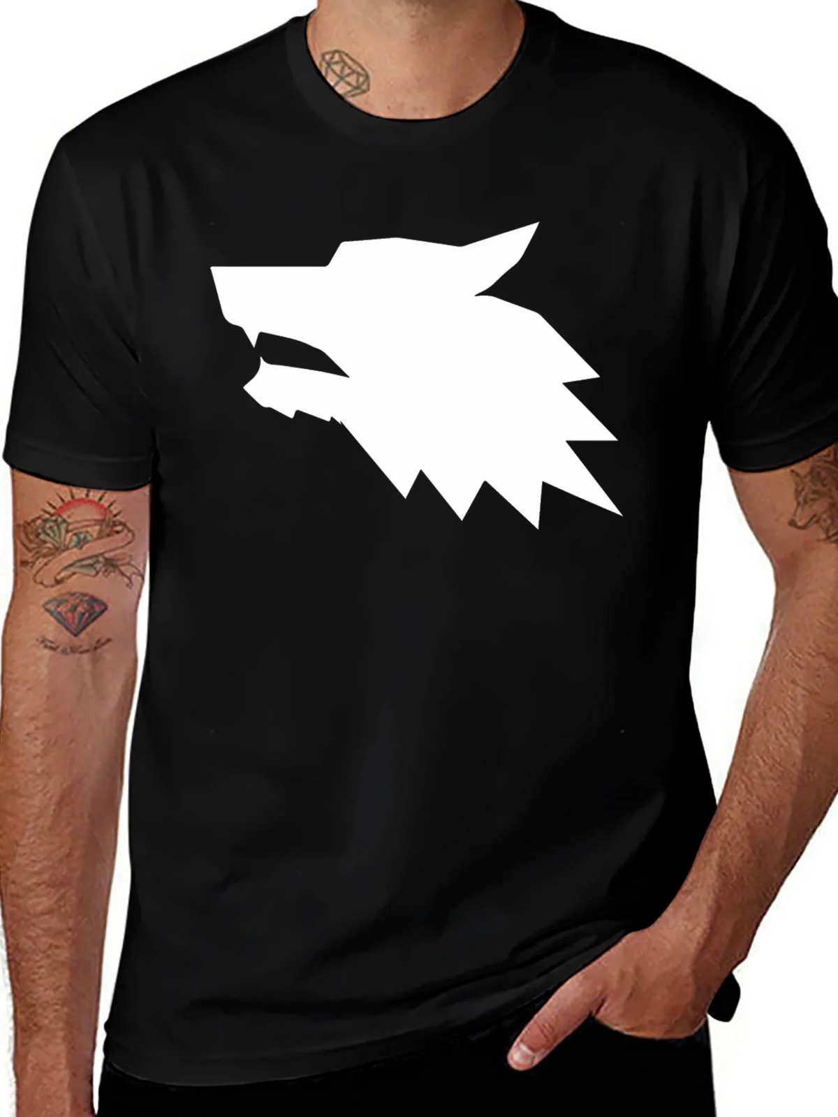 Geometric Wolf Head Graphic Tee product image 1