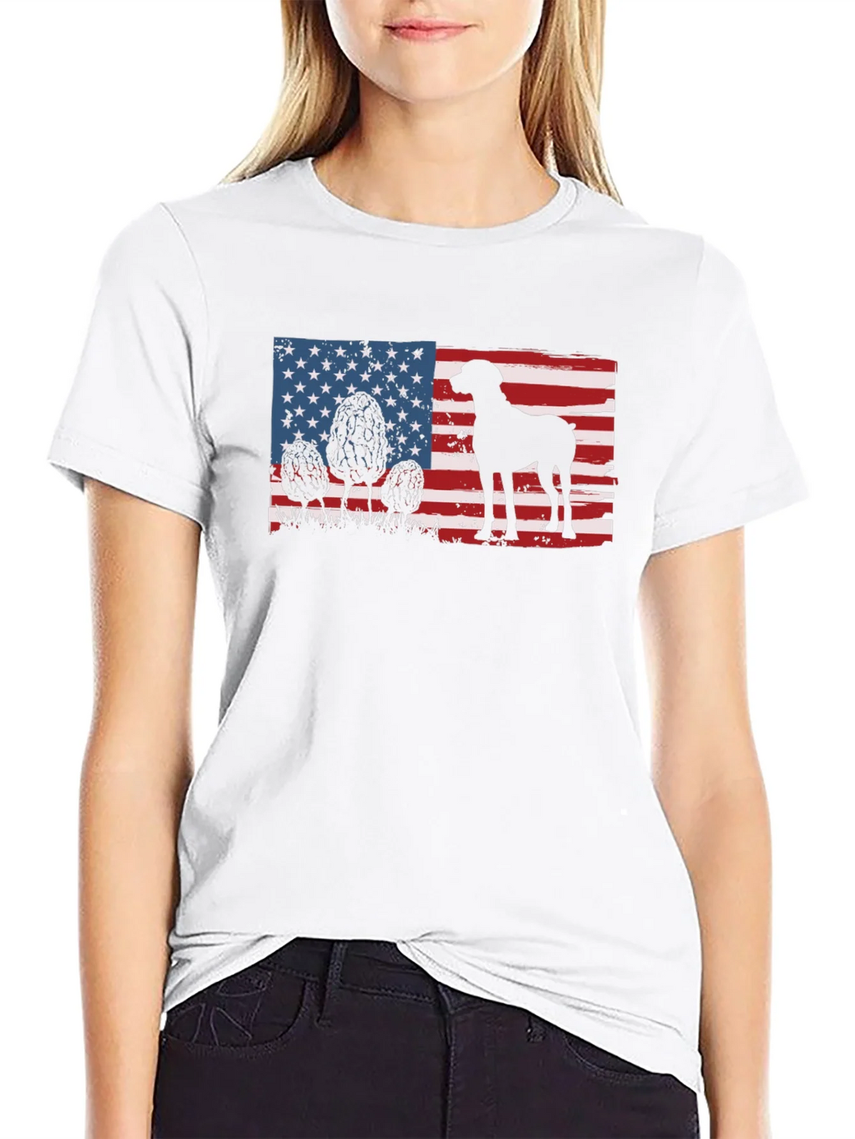 American Flag Dog Silhouette T-Shirt product image 4