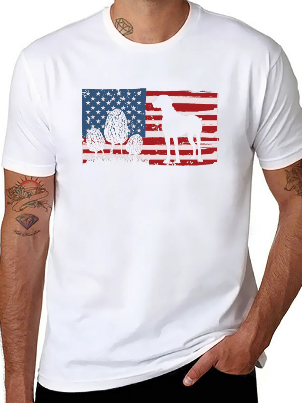 American Flag Dog Silhouette T-Shirt product image 3