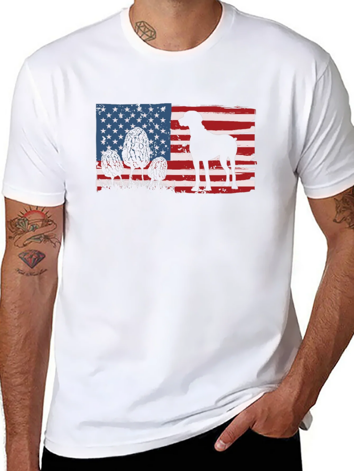 American Flag Dog Silhouette T-Shirt product image 3