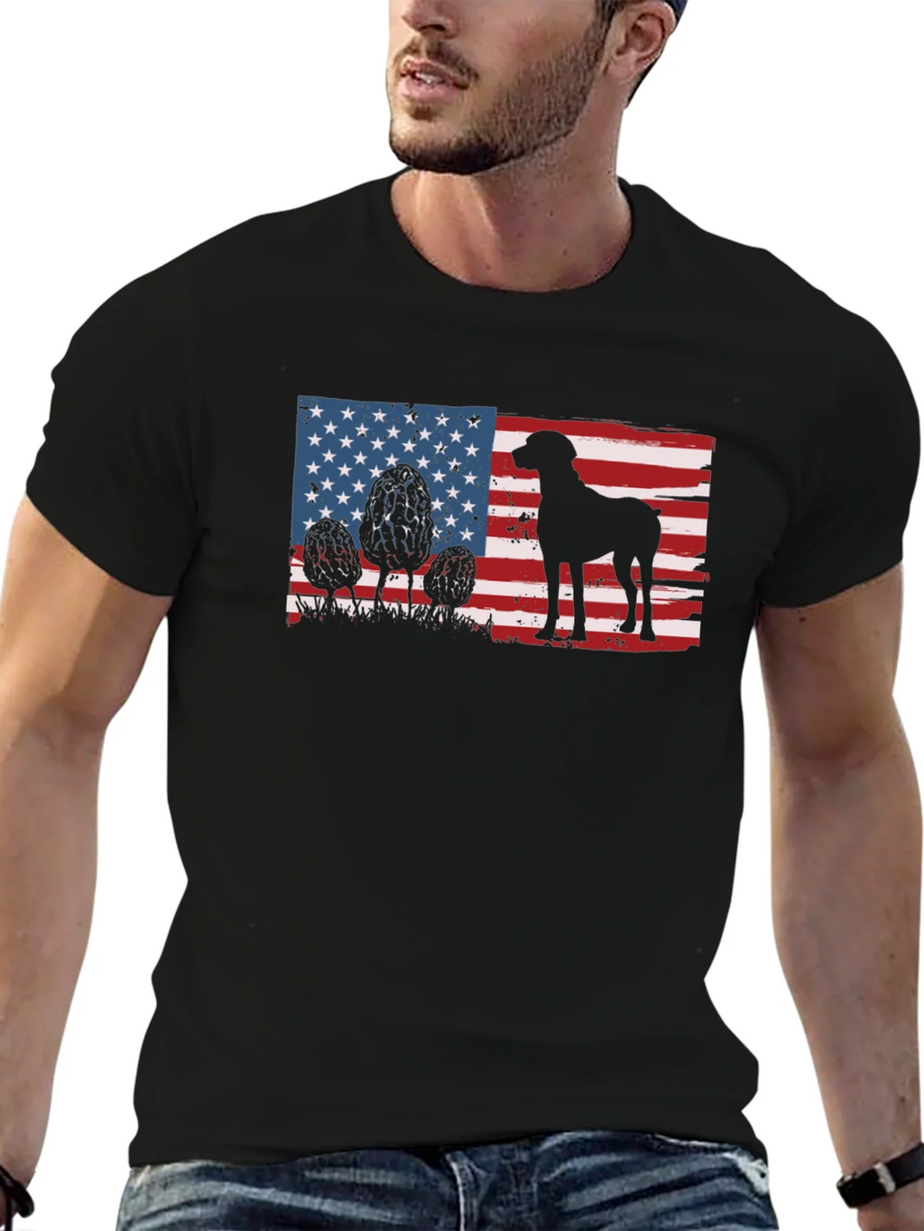 American Flag Dog Silhouette T-Shirt product image 2