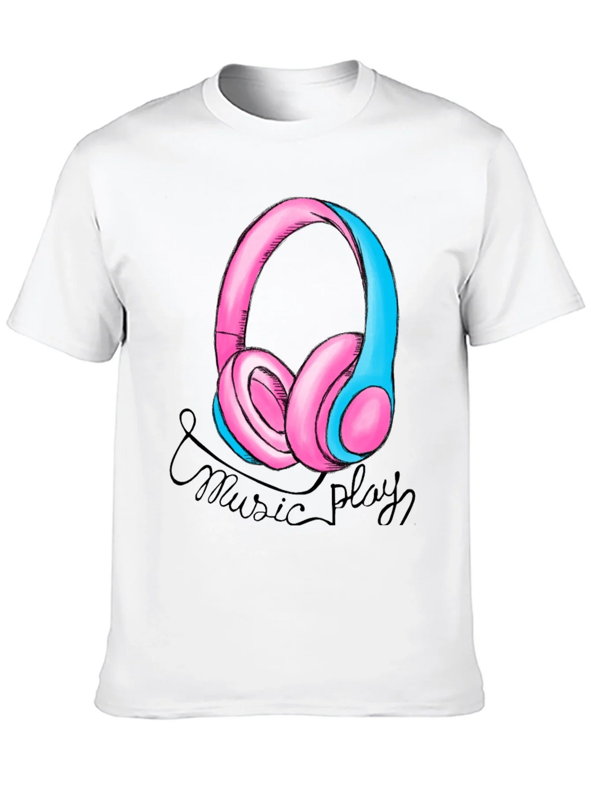 Music Play Headphones Graphic T-Shirt - Black product image 9