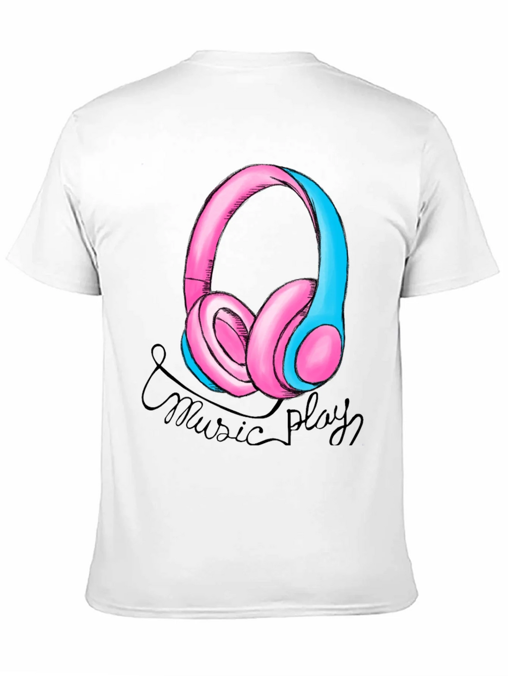 Music Play Headphones Graphic T-Shirt - Black product image 10