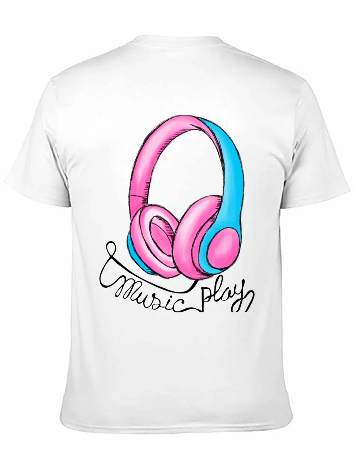 Music Play Headphones Graphic T-Shirt - Black product image 10