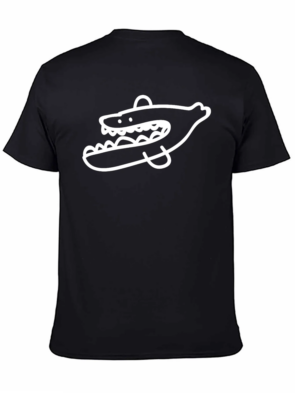 Cool Cartoon Shark Graphic Print Black T-Shirt product image 4