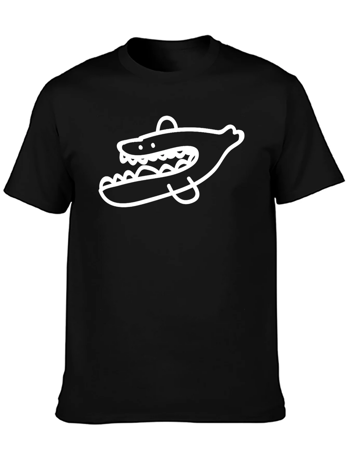 Cool Cartoon Shark Graphic Print Black T-Shirt product image 3