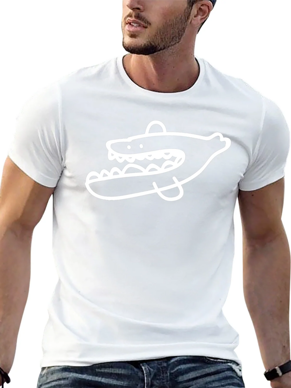 Cool Cartoon Shark Graphic Print Black T-Shirt product image 12