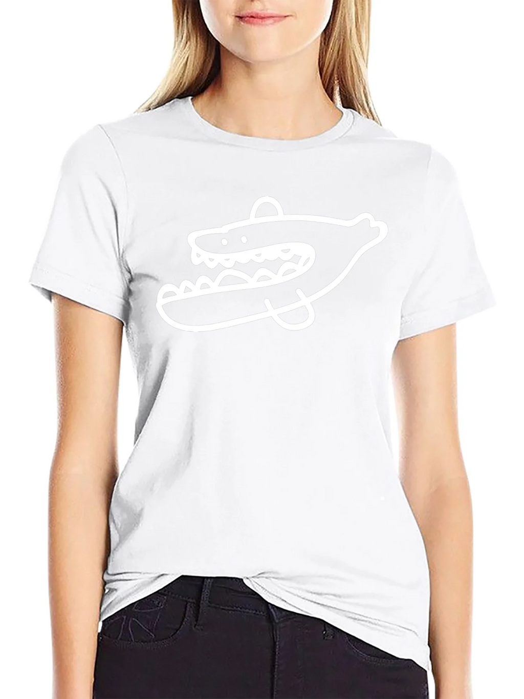 Cool Cartoon Shark Graphic Print Black T-Shirt product image 8