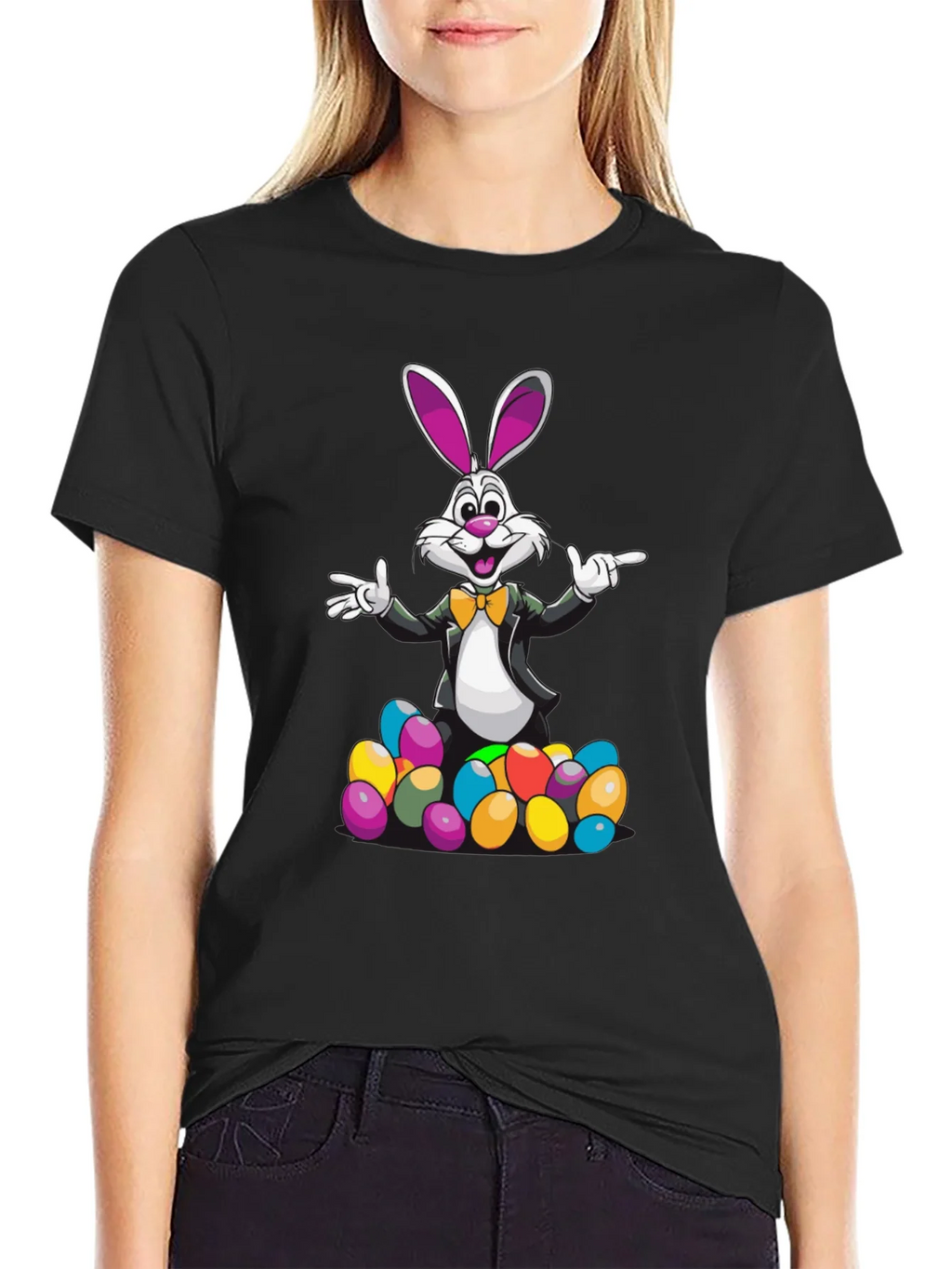 Easter Bunny T-Shirt with Colorful Eggs product image 2