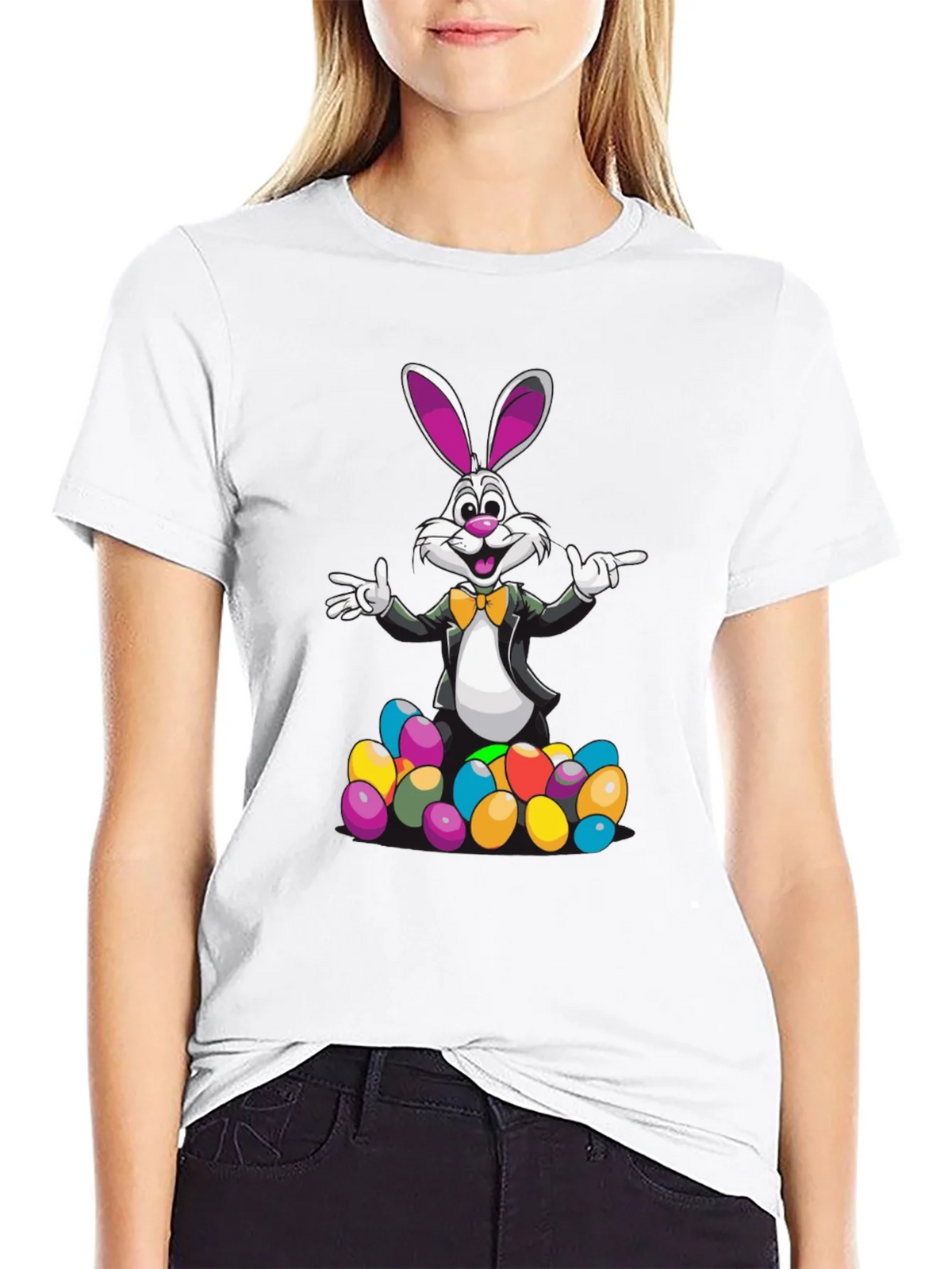 Easter Bunny T-Shirt with Colorful Eggs product image 8