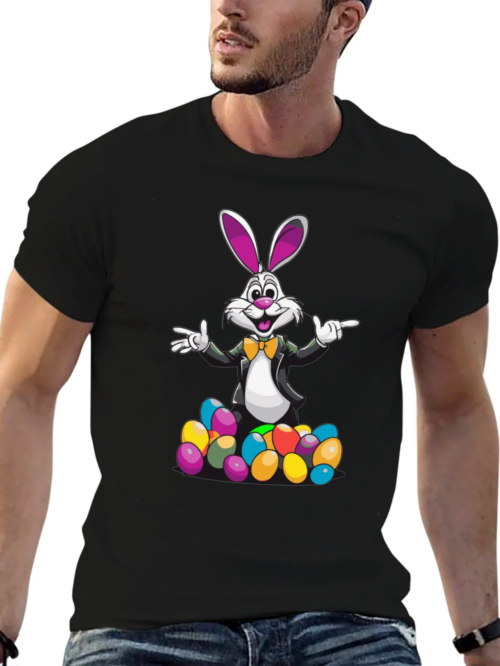 Easter Bunny T-Shirt with Colorful Eggs product image 6