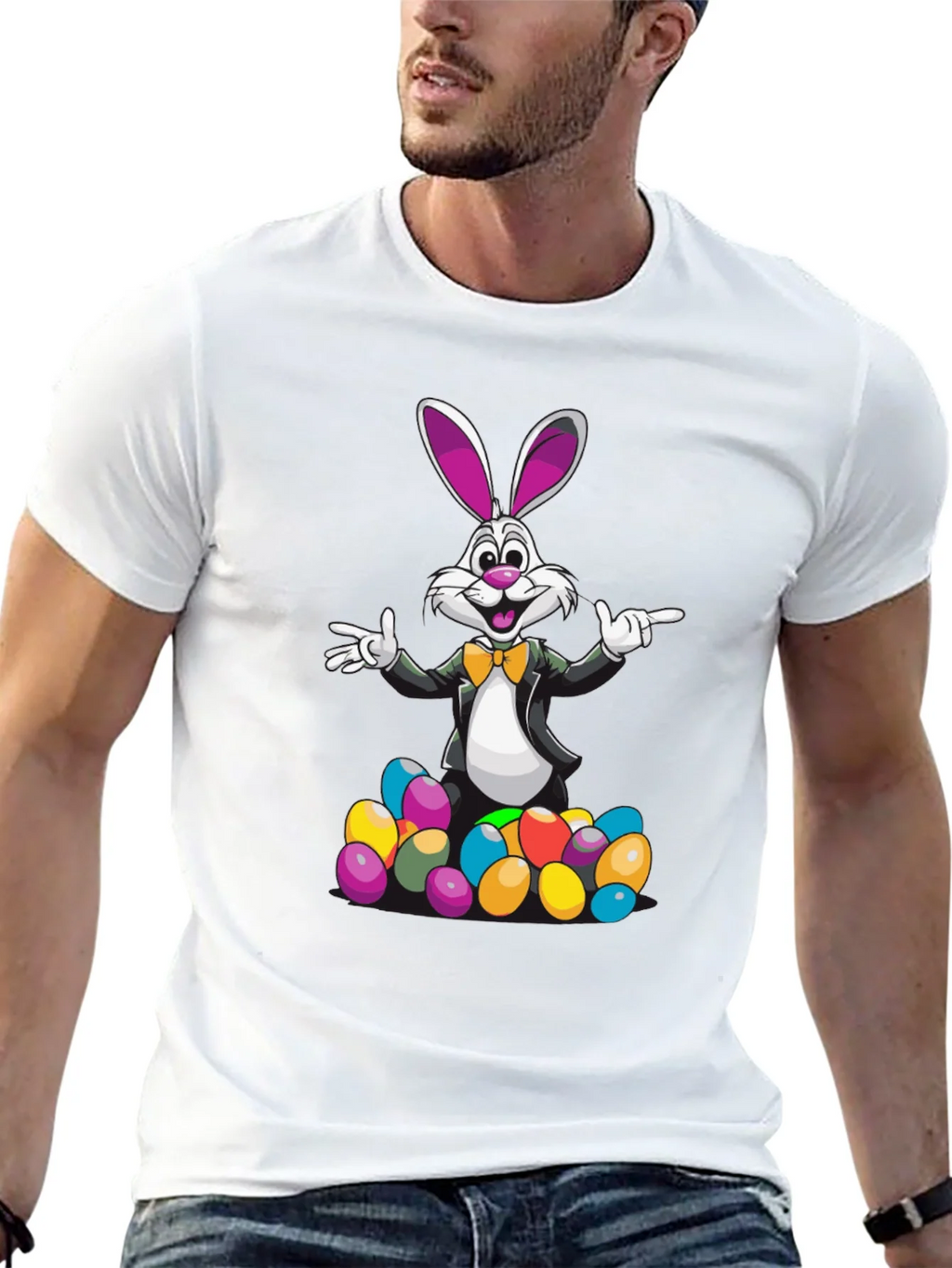 Easter Bunny T-Shirt with Colorful Eggs product image 12