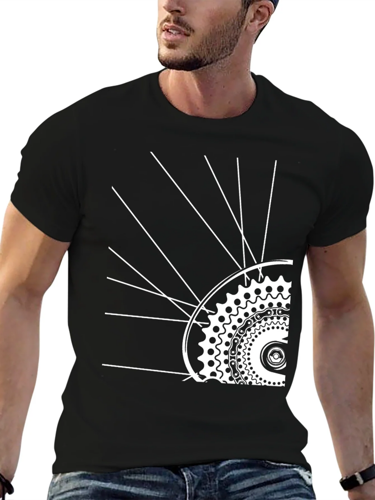 Cool Bike Wheel Graphic Tee - Black product image 6