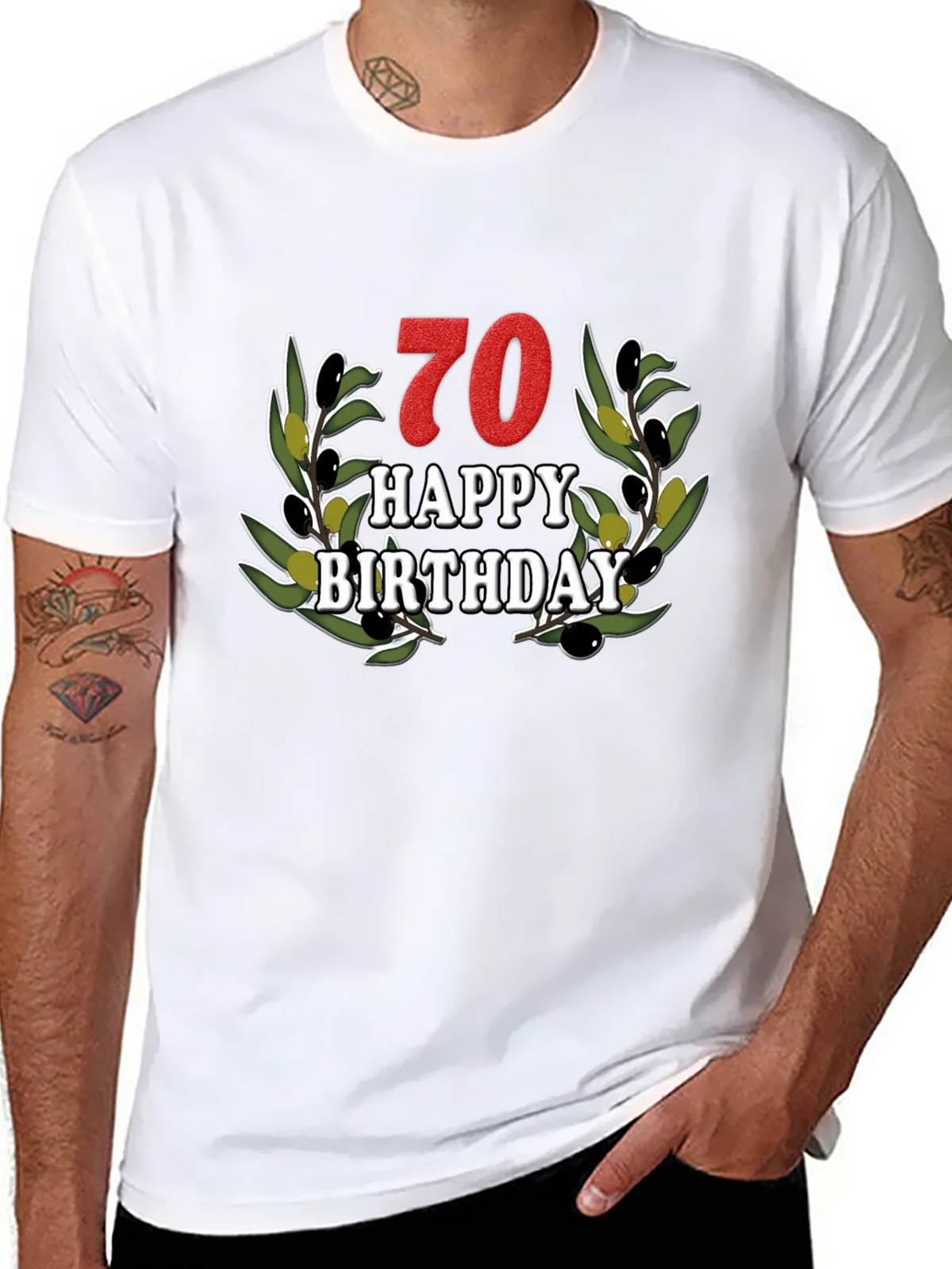 70th Birthday Olive Branch T-Shirt product image 7