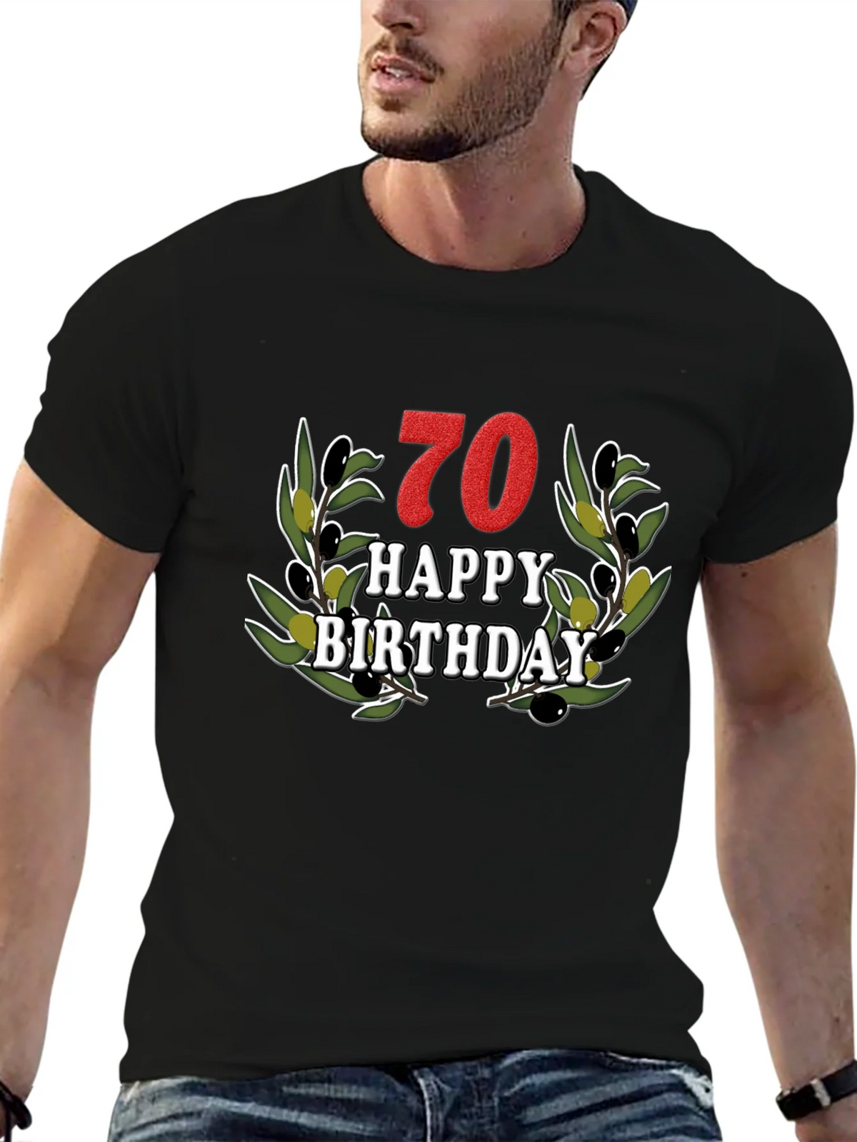 70th Birthday Olive Branch T-Shirt product image 6