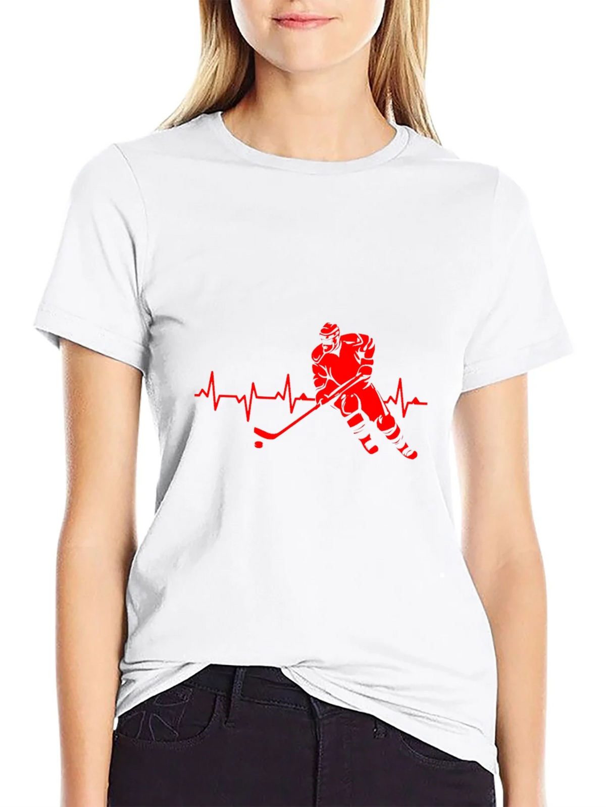 Hockey Heartbeat Black T-Shirt product image 8