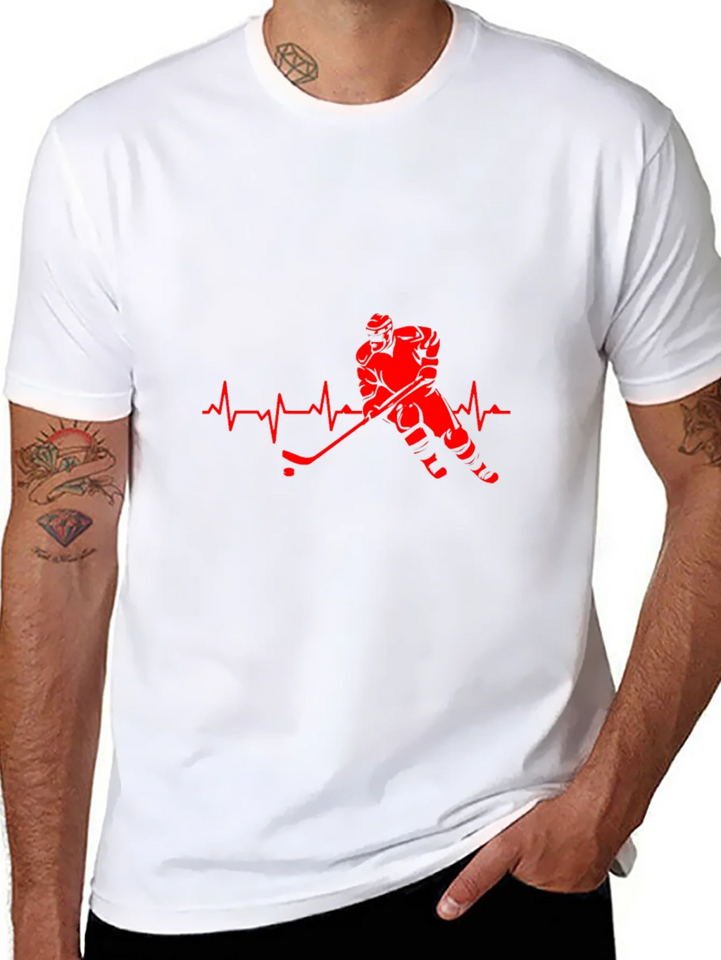 Hockey Heartbeat Black T-Shirt product image 7